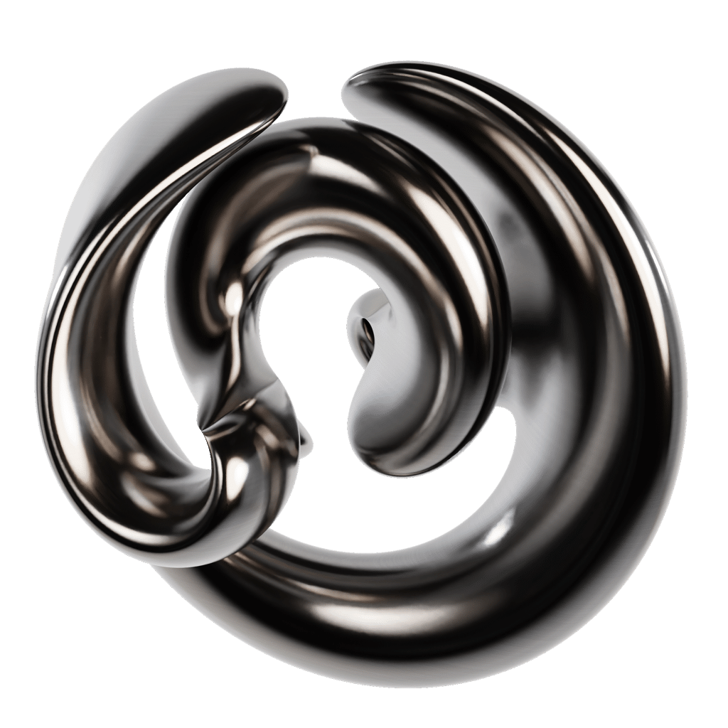 Elemento decorativo 3D en espiral metálico usado en el diseño web de Adrián García experto en marketing digital y publicidad